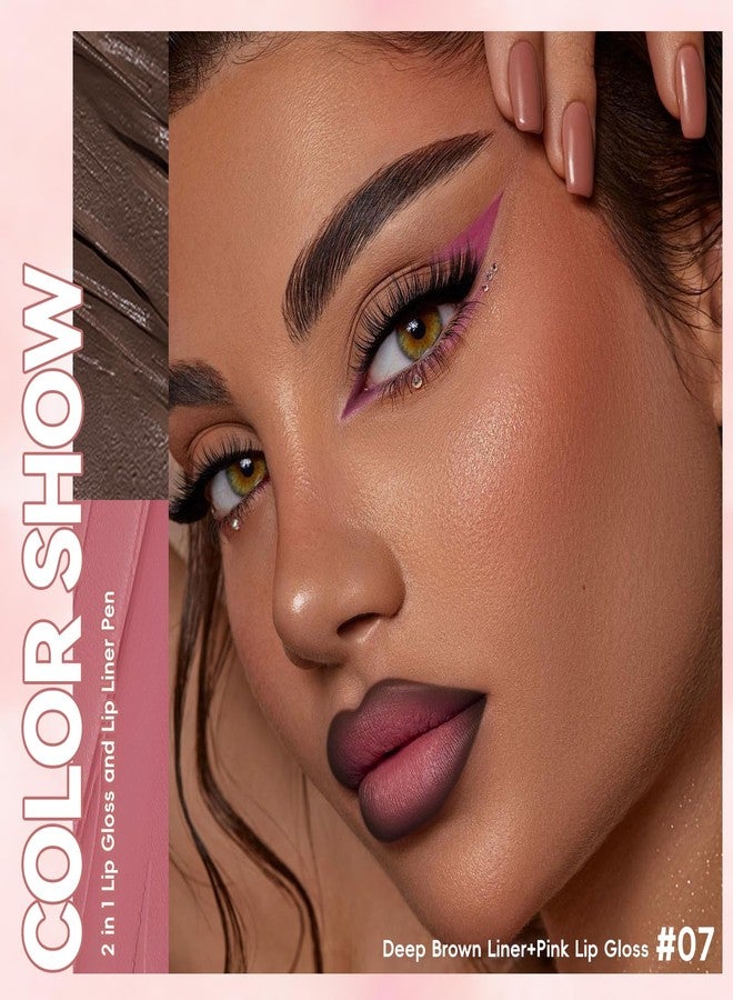 Noerrors 3pcs Lip Combo Sets for Black Women, 2 in 1 Dual-End Lip Liner and Gloss Kit, Nude Brown Pink Lips Liner Combo Moisturizing Plumping Ombre Gradual Lips Makeup #Set A - Image 4